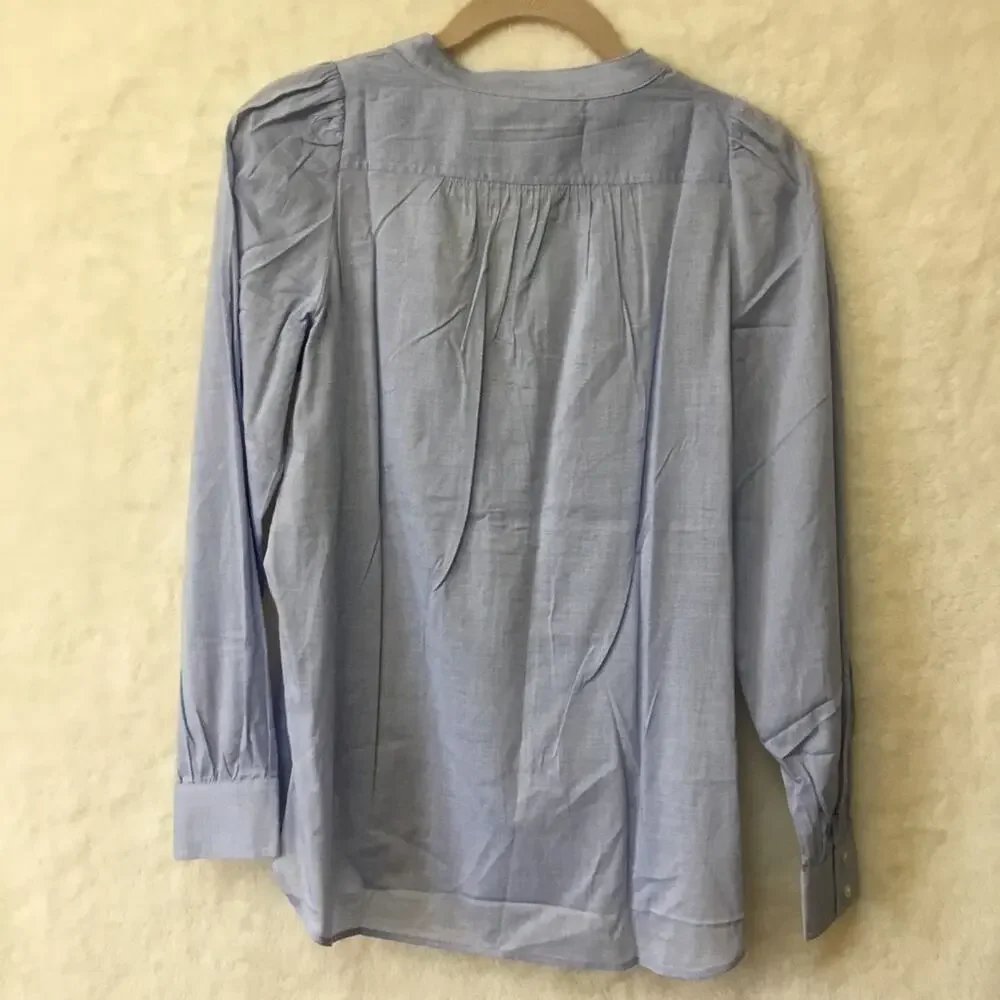 Loft Blue Pintucked Pleated Tunic Shirt - Picture 11 of 11